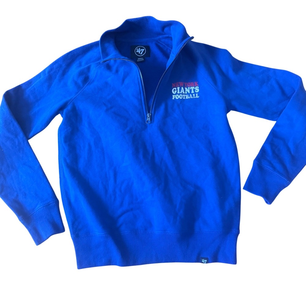 47 Brand New York Giants Quarter Zip Sweatshirt Womens Small Royal Blue NFL NY